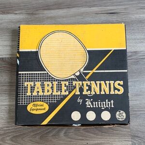 Vintage KNIGHT Table Tennis Official Equipment 2 Ping Pong Paddles Net Rule Book